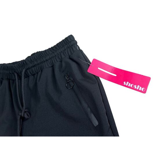 shosho Black Active Joggers Sz Small Stretch Activewear Pants Zippered Pockets - Picture 4 of 7
